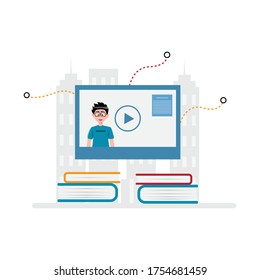 Design vector illustration of online learning webinars