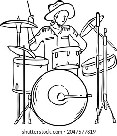 design vector illustration people play drum music