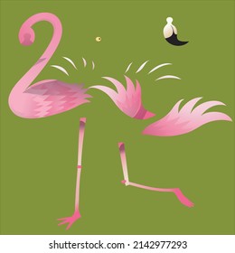 Design vector illustration puzzle flamingo