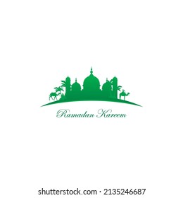 Design Vector illustration of Ramadan Kareem, Eid Al-Fitr, Aidul Adha greeting designs with mosque ornaments, moon, stars and lights.