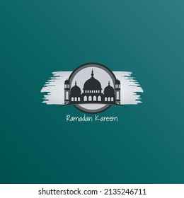 Ilustración del Vector de Diseño de Ramadan Kareem, Eid Al-Fitr, Aidul Adha diseños de saludos con ornamentos de mezquitas, luna, estrellas y luces.
