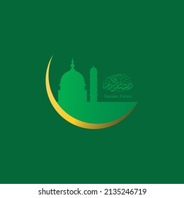 Design Vector illustration of Ramadan Kareem, Eid Al-Fitr, Aidul Adha greeting designs with mosque ornaments, moon, stars and lights.