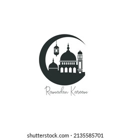 Design Vector illustration of Ramadan Kareem, Eid Al-Fitr, Aidul Adha greeting designs with mosque ornaments, moon, stars and lights.