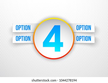 Design Vector Illustration Sign Numbers "four in one". Flat Button with Figures 4 in 1 icon and Tapes with Names Options. Vector Color banner with logo four and one numeral in the Circle Flat Button