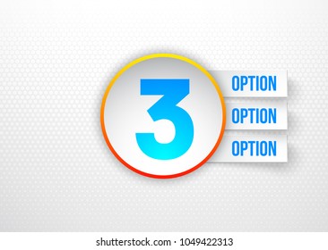 Design Vector Illustration Sign Numbers "three in one". Flat Button with Figures 3 in 1 icon and Tapes with Names Options. Vector Color banner with logo three and one numeral in the Circle Flat Button