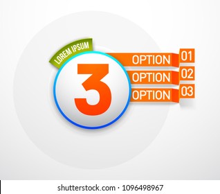Design Vector Illustration Sign Numbers "three in one". Flat Button with Figures 3 in 1 icon and Tapes with Names Options. Vector Color banner with logo three and one numeral in the Circle Flat Button