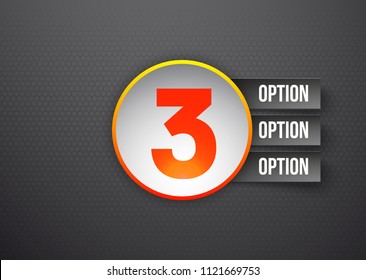 Design Vector Illustration Sign Numbers "three in one". Flat Button with Figures 3 in 1 icon and Tapes with Names Options. Vector Color banner with logo three and one numeral in the Circle Flat Button
