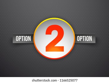 Design Vector Illustration Sign Numbers "two in one". Flat Button with Figures 2 in 1 icon and Tapes with Names of Options. Vector Color banner with logo two and one numeral in the Circle Flat Button.