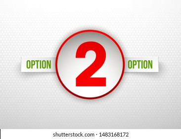 Design Vector Illustration Sign Numbers "two in one". Flat Button with Figures 2 in 1 icon and Tapes with Names of Options. Vector Color banner with logo two and one numeral in the Circle Flat Button.