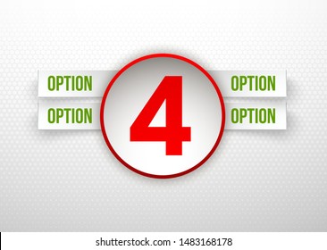 Design Vector Illustration Sign Numbers "four in one". Flat Button with Figures 4 in 1 icon and Tapes with Names Options. Vector Color banner with logo four and one numeral in the Circle Flat Button