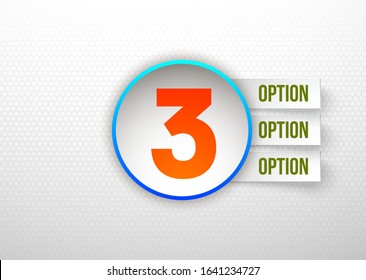 Design Vector Illustration Sign Numbers "three in one". Flat Button with Figures 3 in 1 icon and Tapes with Names Options. Vector Color banner with logo three and one numeral in the Circle Flat Button
