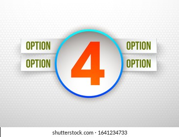 Design Vector Illustration Sign Numbers "four in one". Flat Button with Figures 4 in 1 icon and Tapes with Names Options. Vector Color banner with logo four and one numeral in the Circle Flat Button