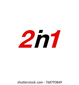 Design Vector Illustration Sign Numbers "two in one". Figures 2 in 1 icon. Vector Color banner with logo two and one numeral.