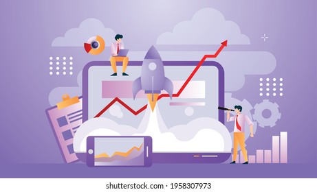 design vector illustration of startup product launch...