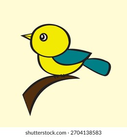 Ilustración vectorial de diseño de una Imagen de aves muy linda y muy adecuada para presentar animales a los niños