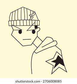 design vector illustration of a very cute and cool animated human image, very suitable for use as a sticker or image on a t-shirt