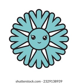 design of a vector illustration of a weather comic character snowflake kawaii in cartoon style