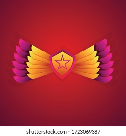 design vector illustration of wing flap. badge, emblem, logo and digital print