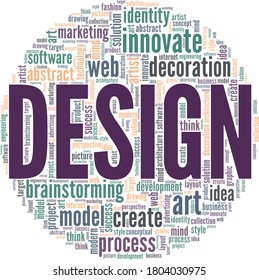 Design, Vektorgrafik Wort Cloud einzeln auf weißem Hintergrund.