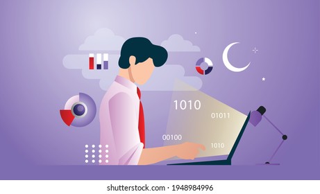 ilustración vectorial de diseño del trabajo calcular el desarrollo empresarial
