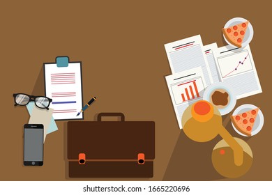 Design of vector illustration of workspace on a desk
