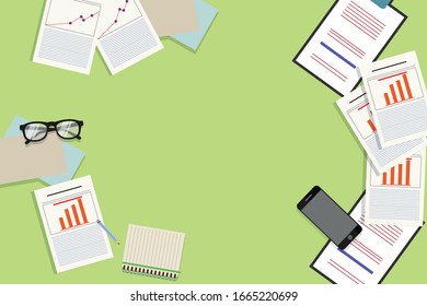 Diseño de la ilustración vectorial del espacio de trabajo en un escritorio