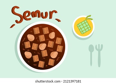 design vector ilustration eid al-fitr food , ketupat and together