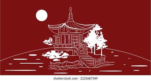 design vector ilustration house building asia china