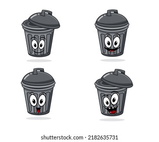 Design Vector, Ilustration Of Rubbish Bin Mascot