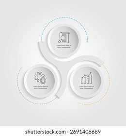 Plantilla de infografía de Vector de diseño con carretera de 3 pasos con iconos adecuados para información comercial y presentación de Web