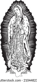 design vector lady marry guadalupe black   white