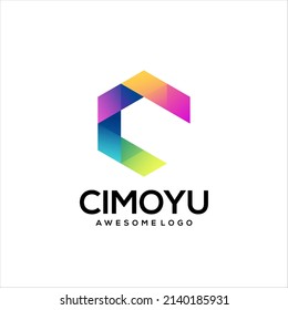 Design Vector Letter C Logo Gradient Colorful