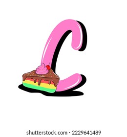 design vector lettering C cake