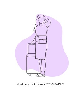 design vector line art illustration vacation traveler
