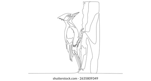 design vector line art illustration of woodpecker
