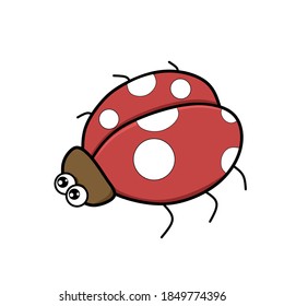 design vector logo of a cute red beetle