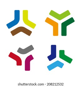 Design vector logo element. Abstract triangle icon. You can use in the media, mobile, public groups, alliances, traffic, environmental, mutual aid associations and other social welfare agencies. 