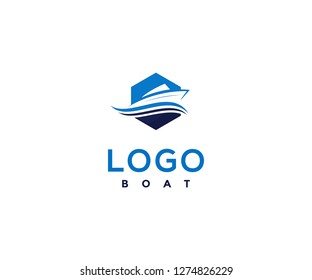 Design vector logo, hexagon icon and boat