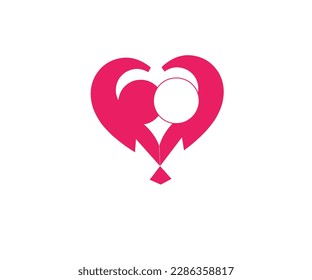 design vector logo illustration of a person who is feeling in love with hands connecting forming love, feelings of like, affection, happiness and togetherness 