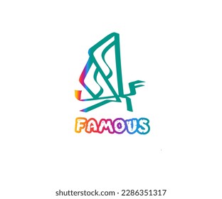 design vector logo illustration that resembles a butterfly with famous writing, complex colorful, elegant and retro
