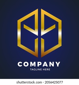 Design Vector Logo Monogram Blue And Gold Collor