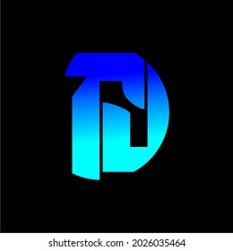 logotipo vectorial de diseño rj, rd o r azul