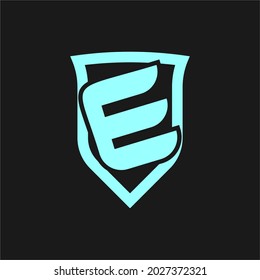 Design vector logo shield e circle blue