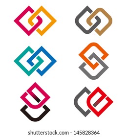 Design vector logo template. "g", "c", "e", "o" , "s" letters icon set. You can use in the commerce, financial, construction ,spinning and communication concept of pattern. 