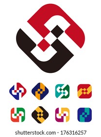 Design vector logo template. "g","b", "d","p", "s" letters icon set. You can use in the commerce, financial, traffic, construction and communication concept of pattern. 