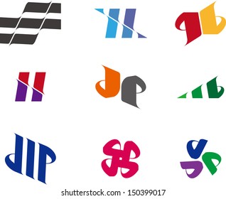 Design vector logo template. "H", "L", "D", "P", "Q", "B","V" letters icon set. You can use in the commerce, financial, construction ,sport, real estate and other organization concept of pattern. 