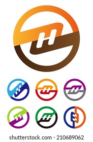 Design vector logo template. "m", "e", "w","o", "h" letters icon set. You can use in the commerce, traffic, financial, construction and communication concept of pattern. 