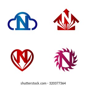 Design vector logo template. N letters icon set
