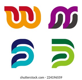 Design vector logo template. "w", "s", "p", "w", "m", "n", "u","B" letters icon set. You can use in the commerce, traffic, financial, construction and communication concept of pattern. 