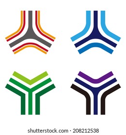 Design vector logos element. Abstract triangle icon. You can use in the media, mobile, public groups, alliances, traffic, environmental, mutual aid associations and other social welfare agencies. 